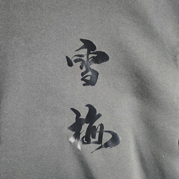 Japanese Cherry Blossom Kanji Graphic Hoodie Gray Streetwear Mens Large - Picture 5 of 10